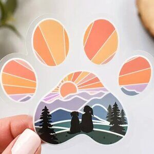NEW Dog Paw Print, Mountain Sunset sticker - Medium